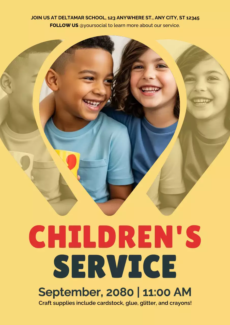 Yellow Modern Kids Event Announcement Poster