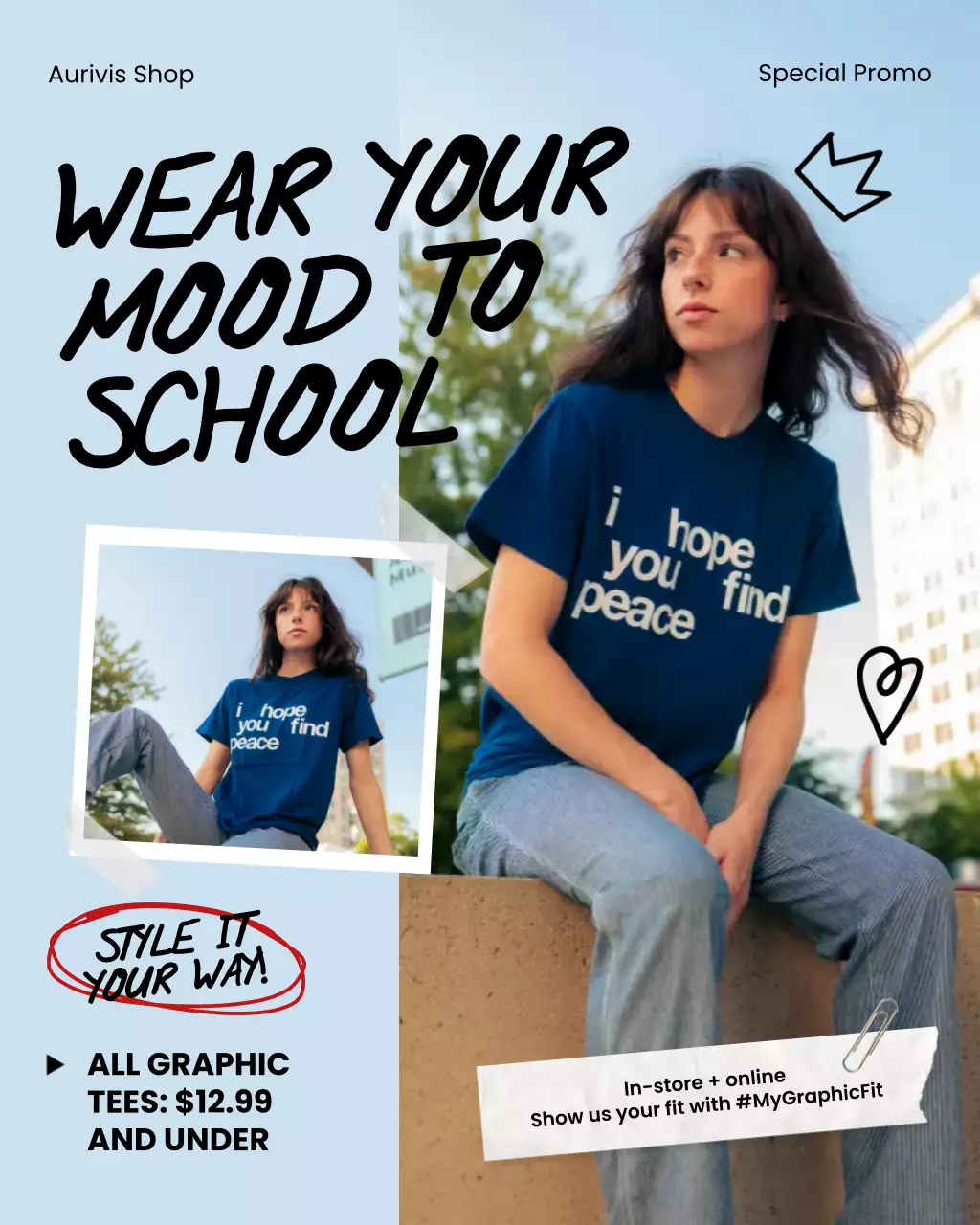 Blue Bold Playful Back-to-School Apparel Promotion Instagram Post