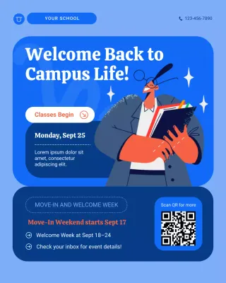 Blue Modern Back to School University Announcements Instagram Post