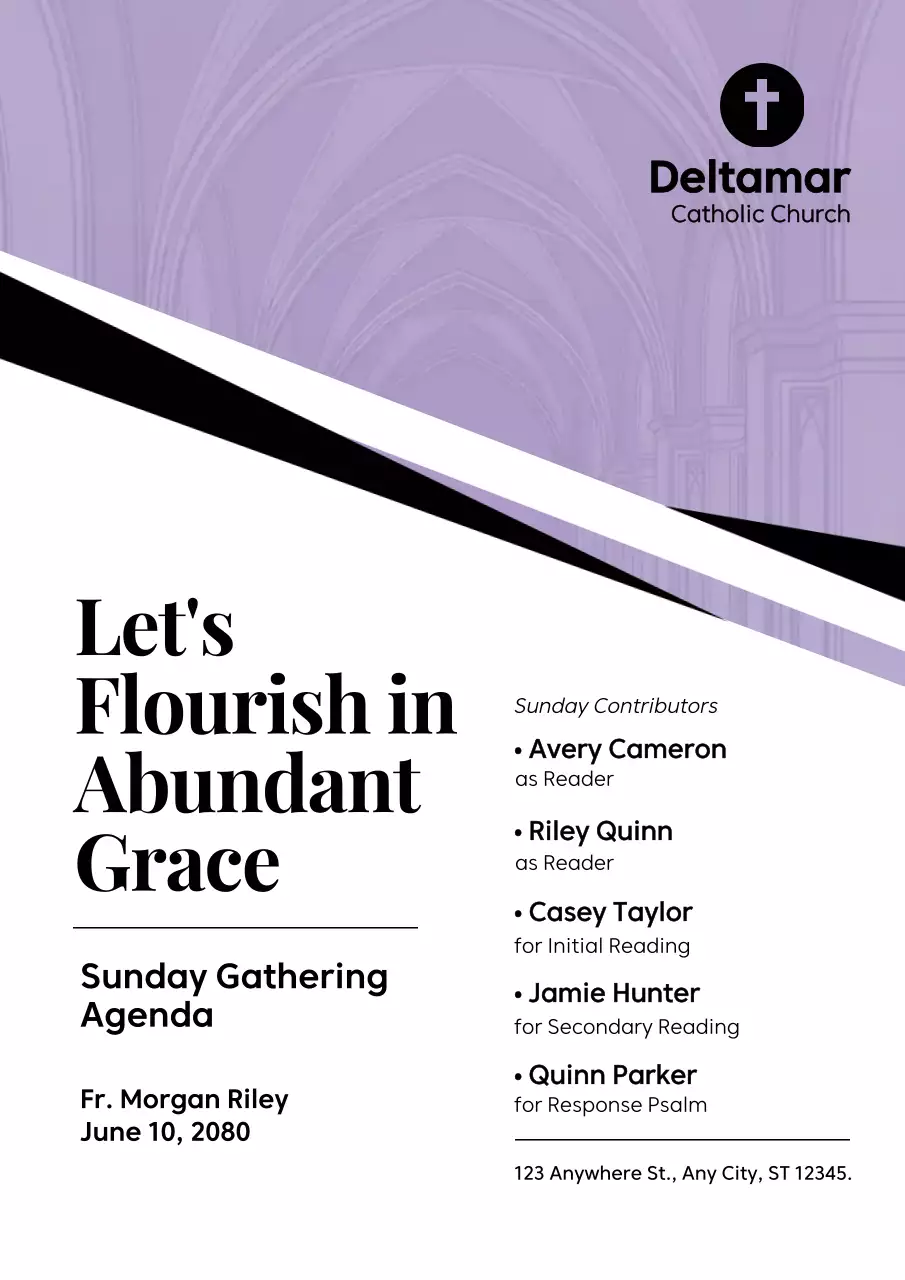 Purple Elegant Church Agenda Poster