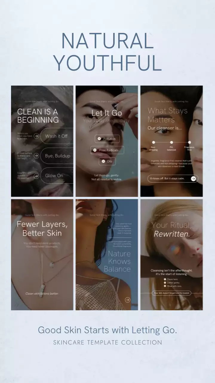 Blue Modern Skincare Promotion Instagram Story Post