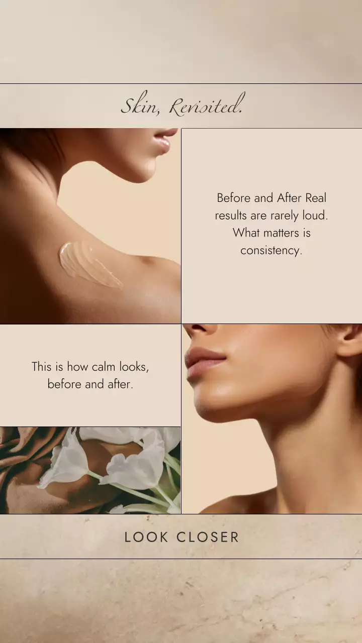 Postagem promocional de cuidados com a pele elegante bege no Instagram