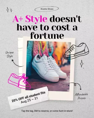 Beige and Black Vintage Illustrative Thrift Shop Back-to-School Promotion Instagram Post