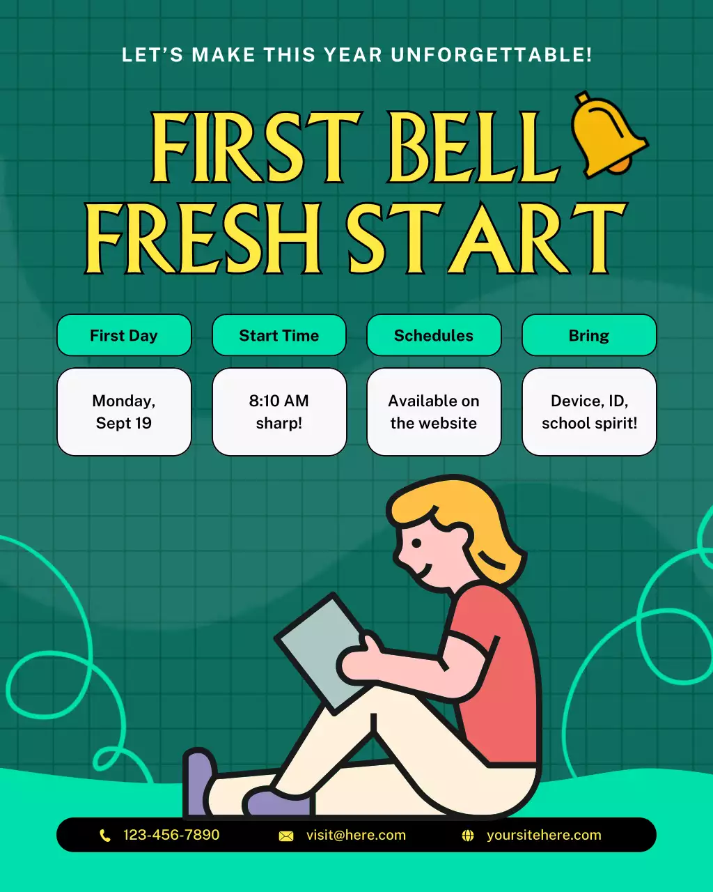 Yellow and Teal Neon Bold Back to School Announcements Instagram Post