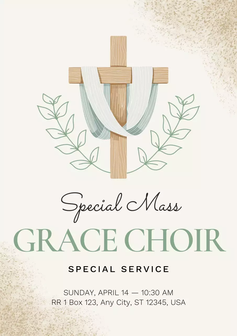 Beige Church Service Poster