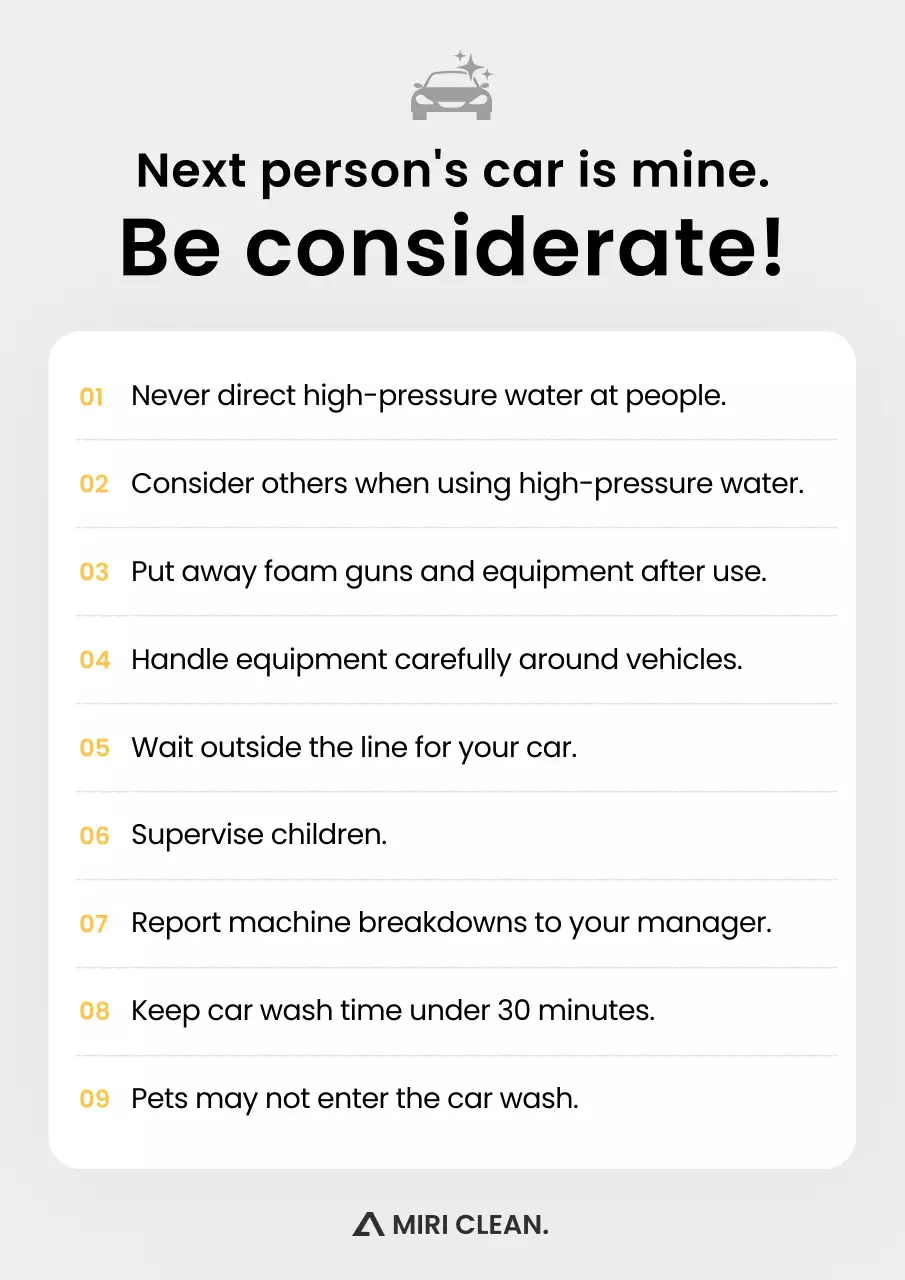 Grey modern car wash guidelines notice