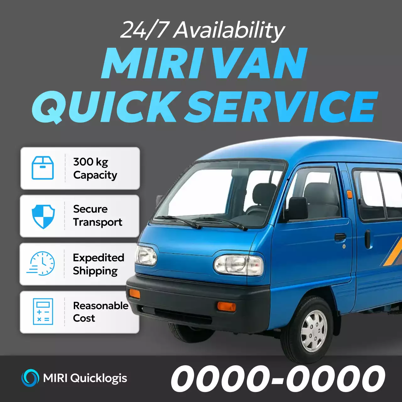 Blue modern delivery service advertisement