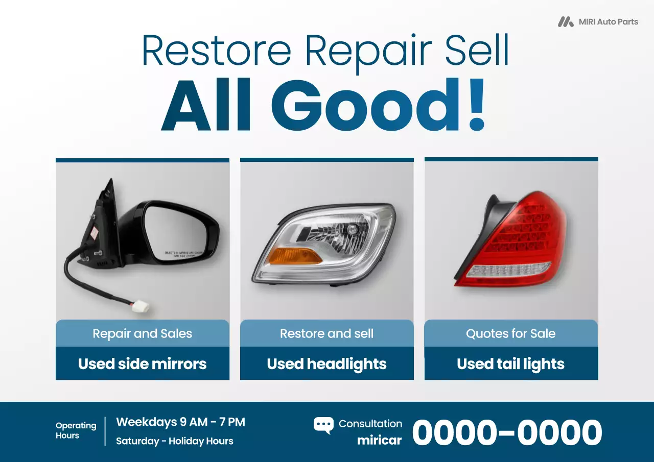 promosi suku cadang mobil modern biru