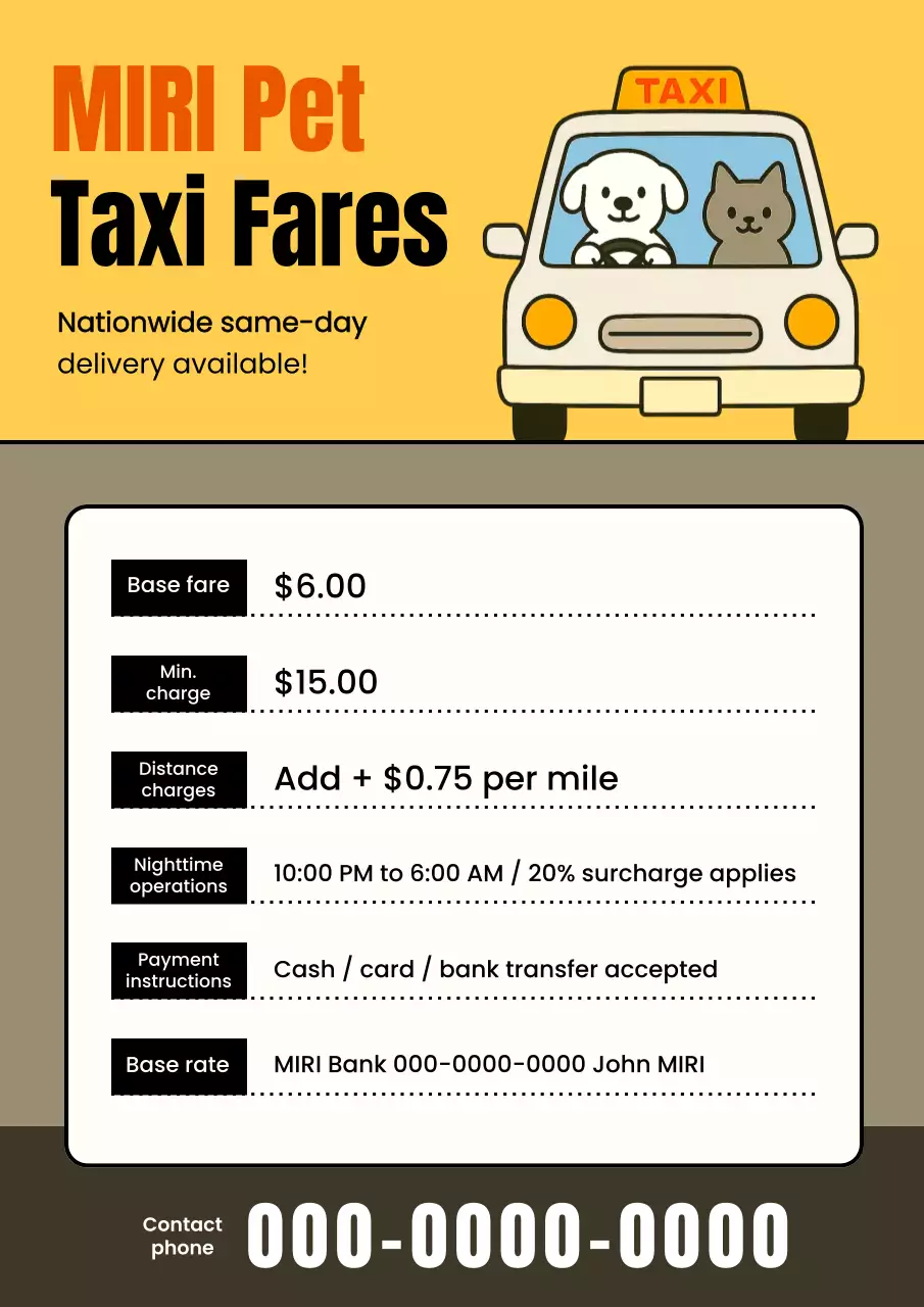 promosi layanan hewan peliharaan retro kuning