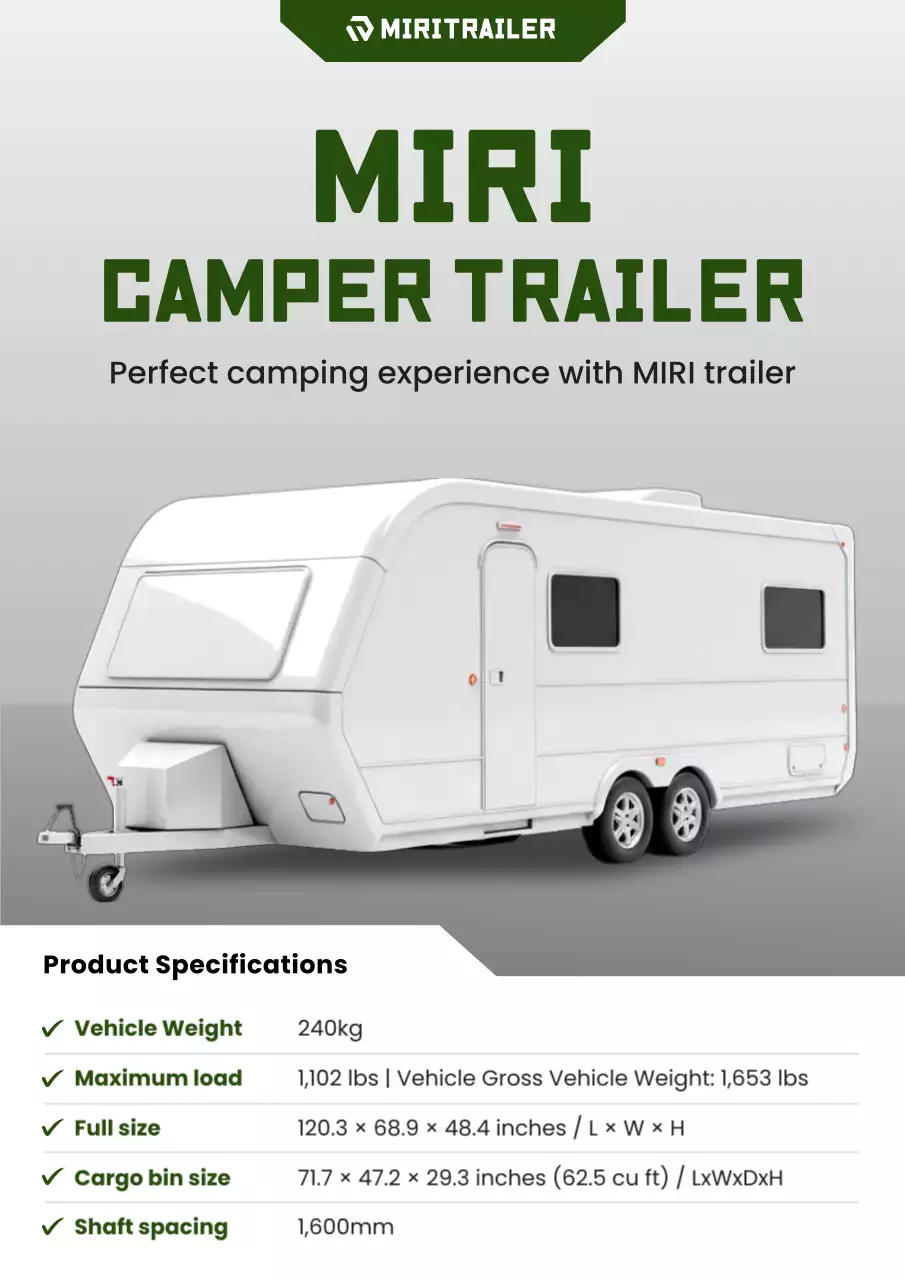 white modern camper advertisement