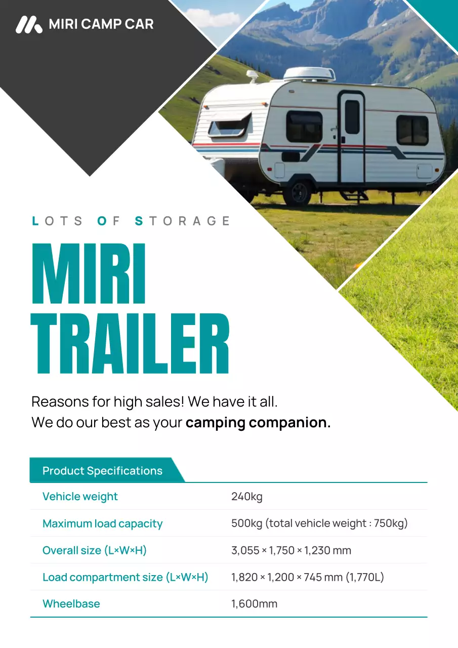 promosi berkemah modern berwarna biru kehijauan