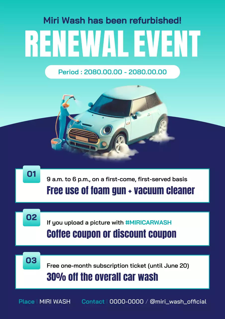 promosi cuci mobil modern teal