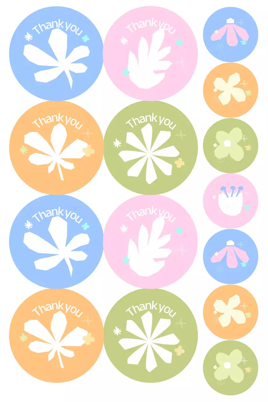 파랑 아기자기한 감사 스티커