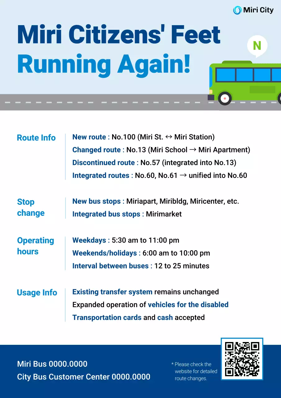 blue modern bus schedule announcement