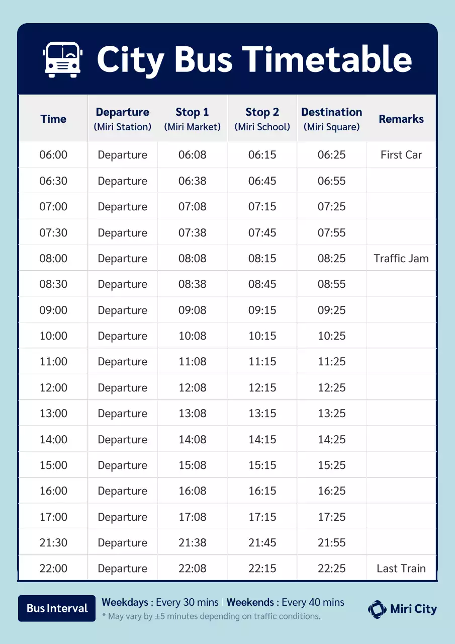 lịch trình xe buýt hiện đại màu xanh