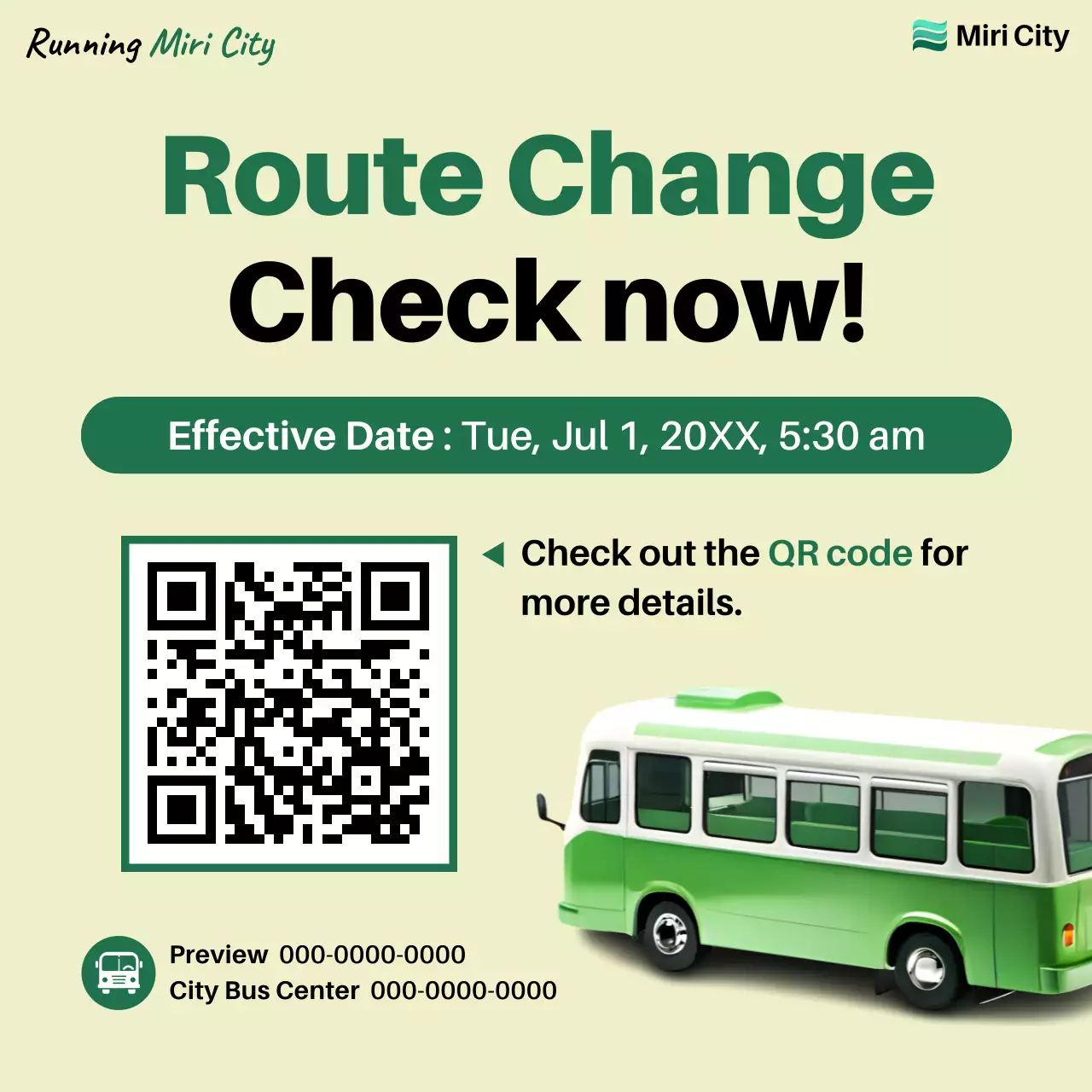 pengumuman bus modern hijau