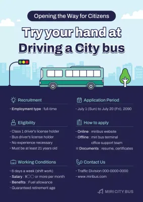 rekrutmen bus modern biru