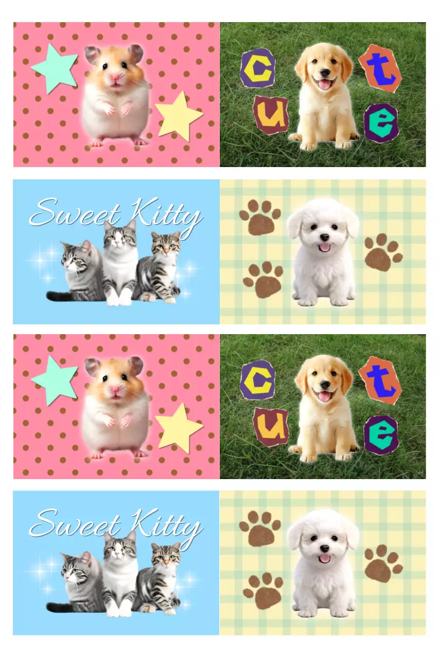 핑크 아기자기한 동물 스티커