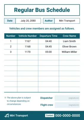dokumen jadwal bus profesional biru
