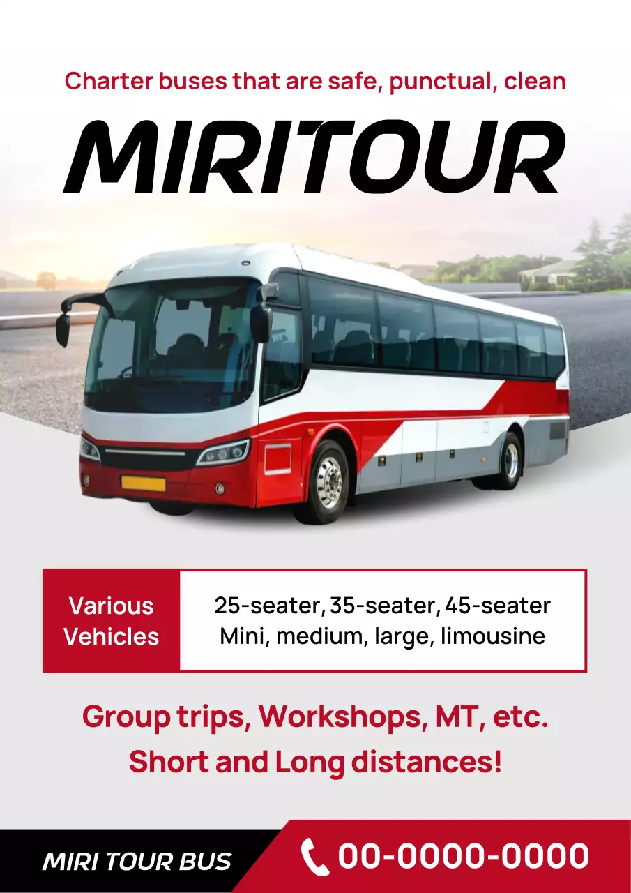 iklan bus modern berwarna merah