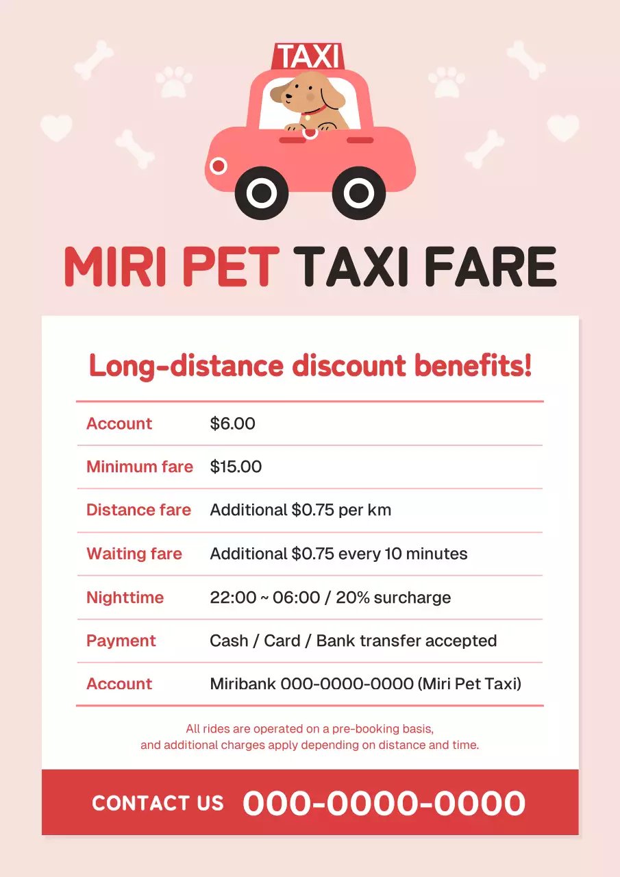 iklan taksi hewan peliharaan merah yang lucu