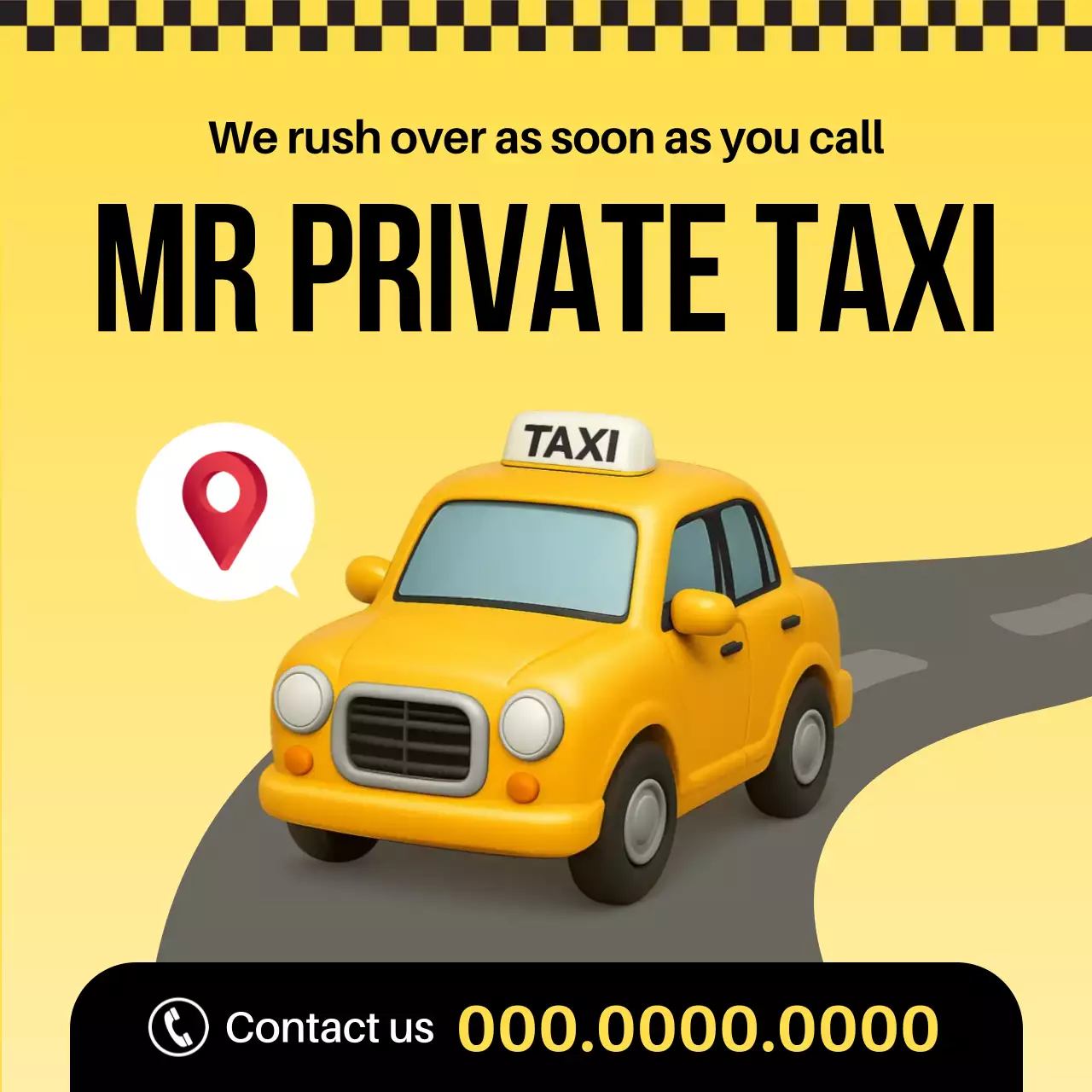 Yellow minimal taxi service advertisement