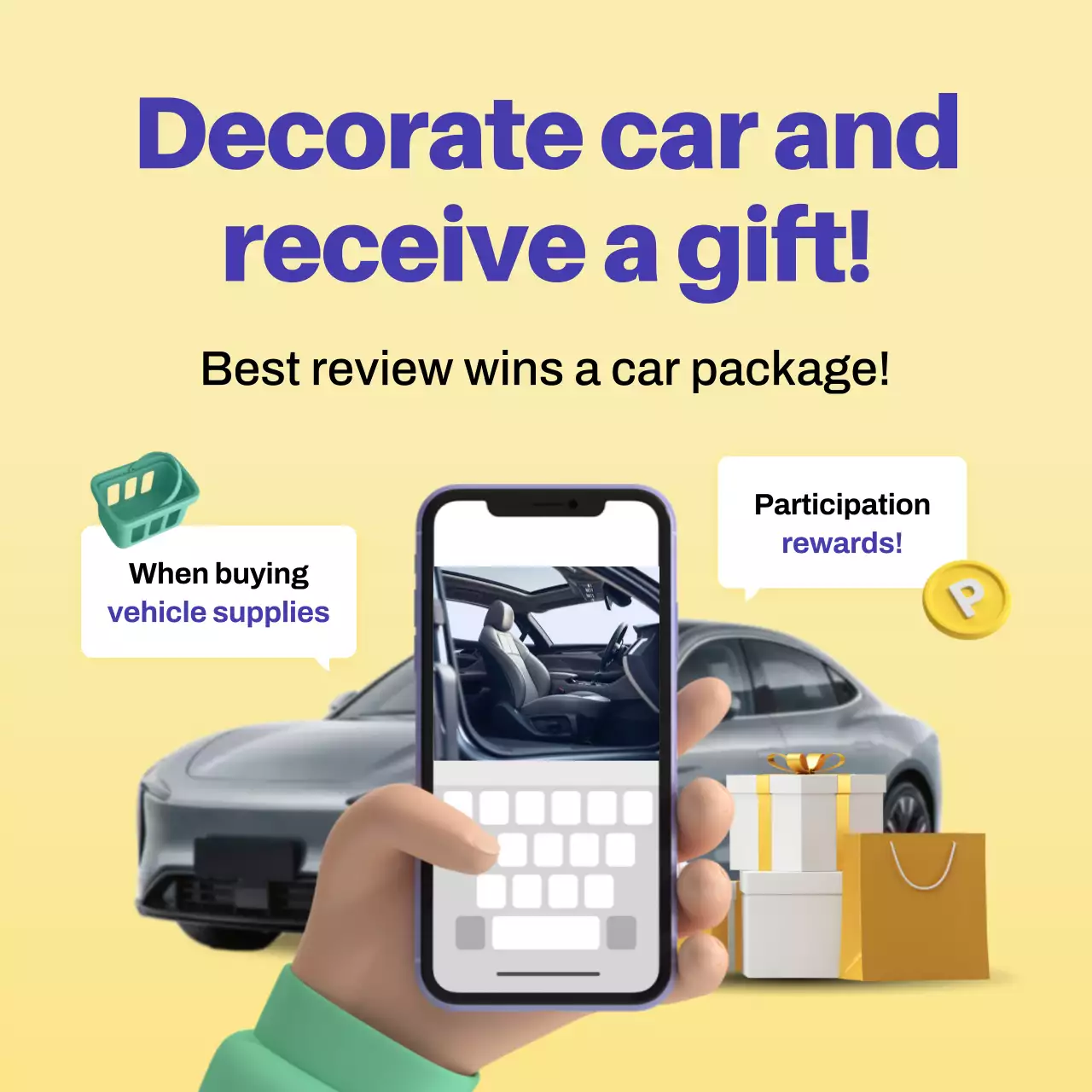 quảng cáo xe hiện đại màu vàng