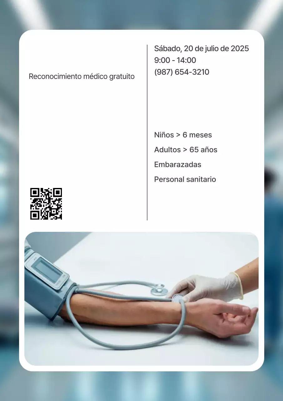 Cartel de anuncio de evento de salud moderna en blanco