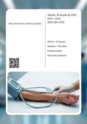 Cartel de anuncio de evento de salud moderna en blanco