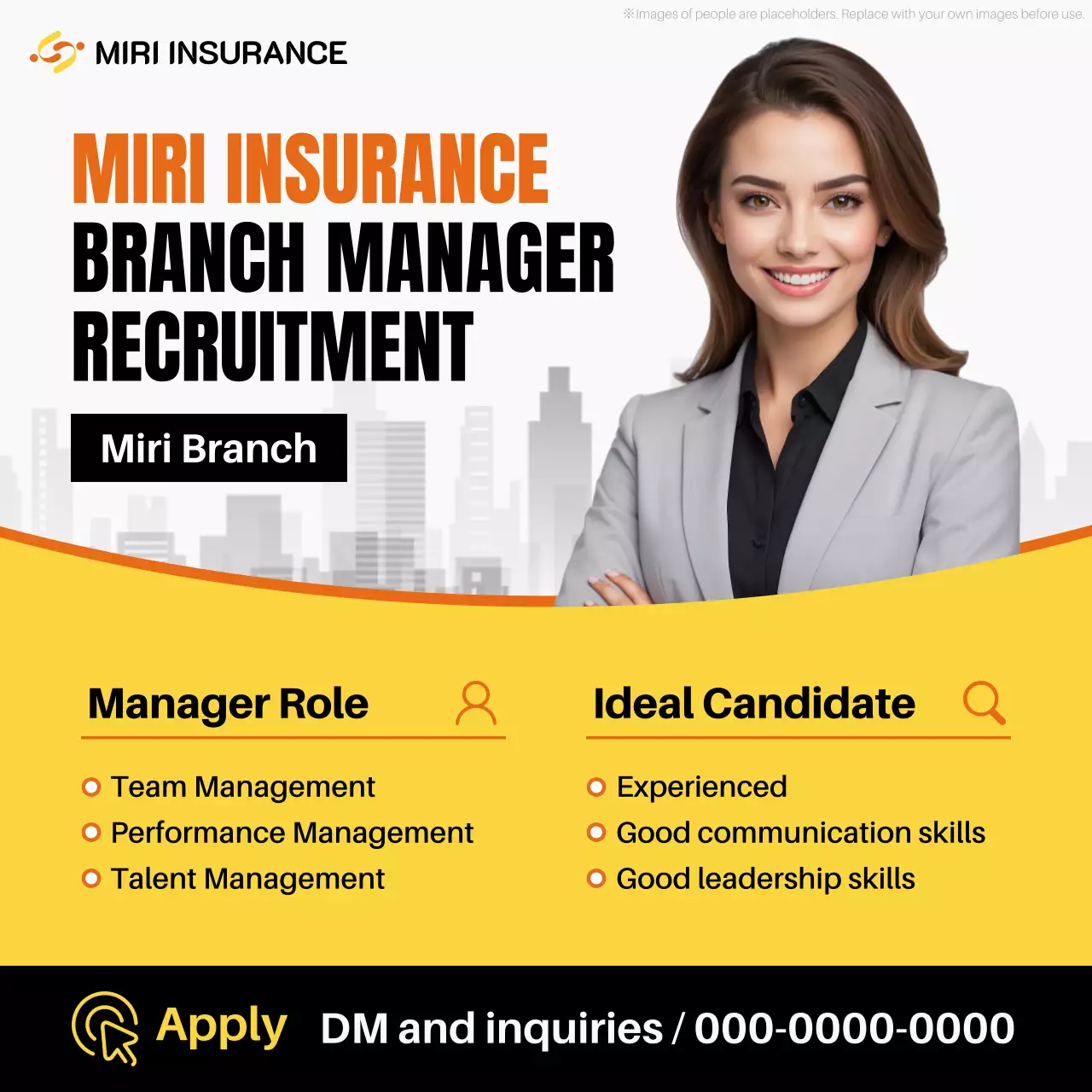 anúncio de recrutamento profissional laranja