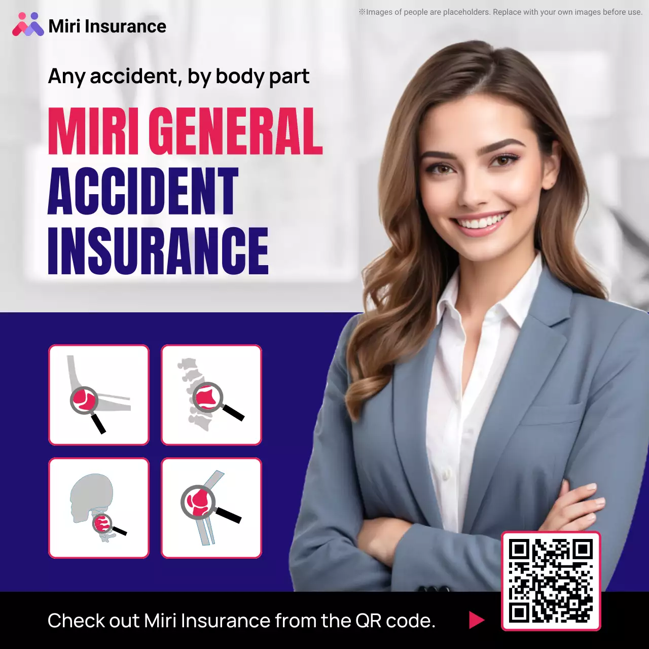 iklan asuransi profesional berwarna biru