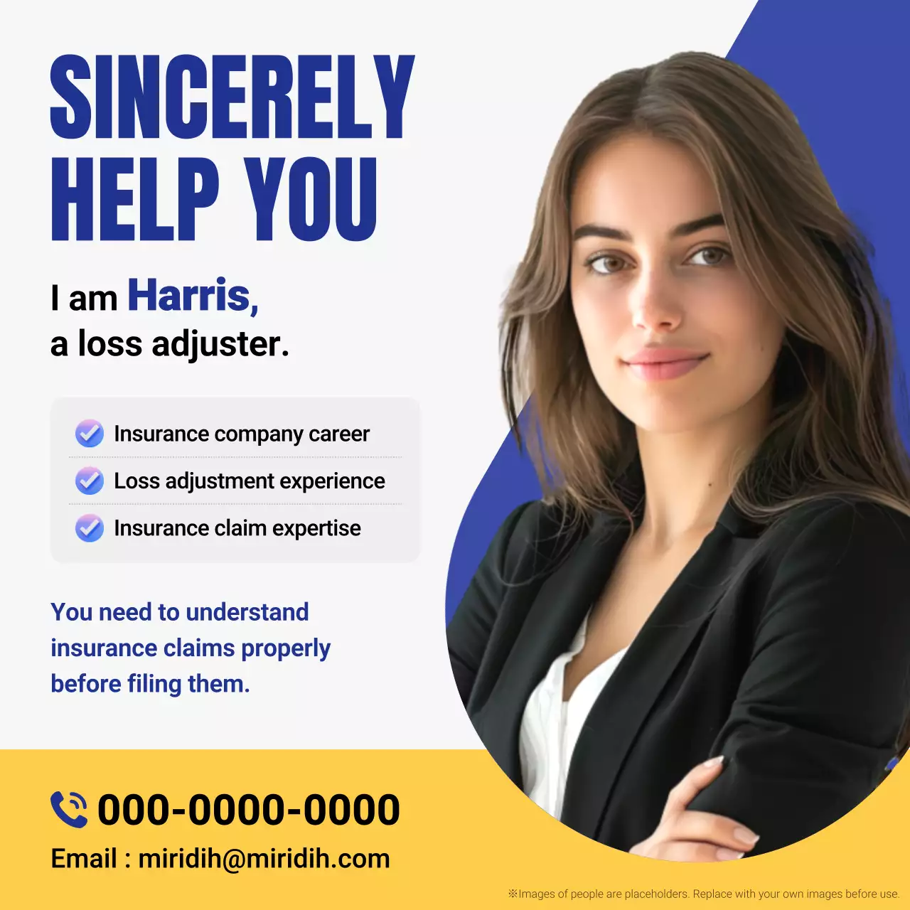 anúncio de seguro profissional azul