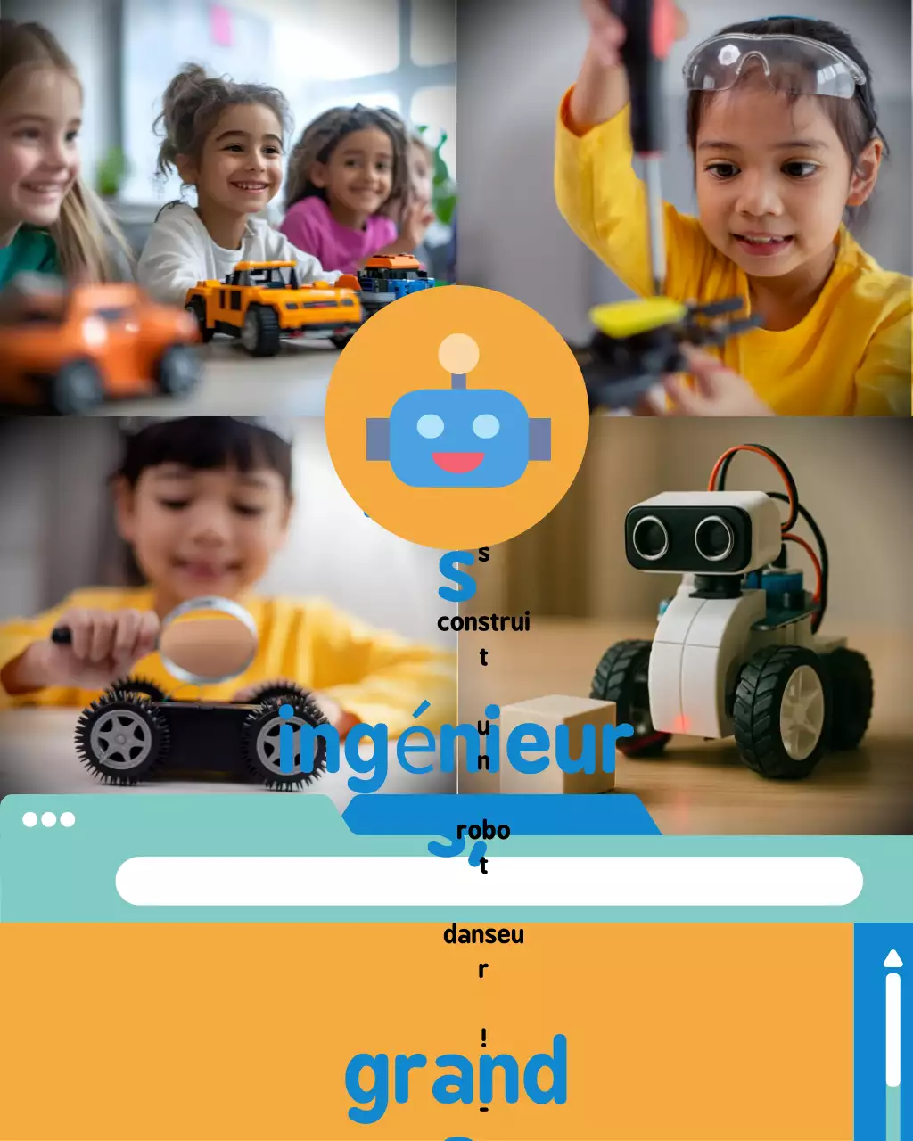 Collage photo d'un événement technologique moderne bleu