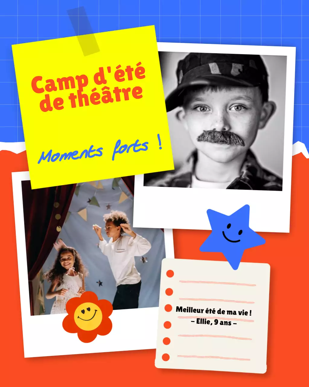 Collage photo du camp ludique rouge