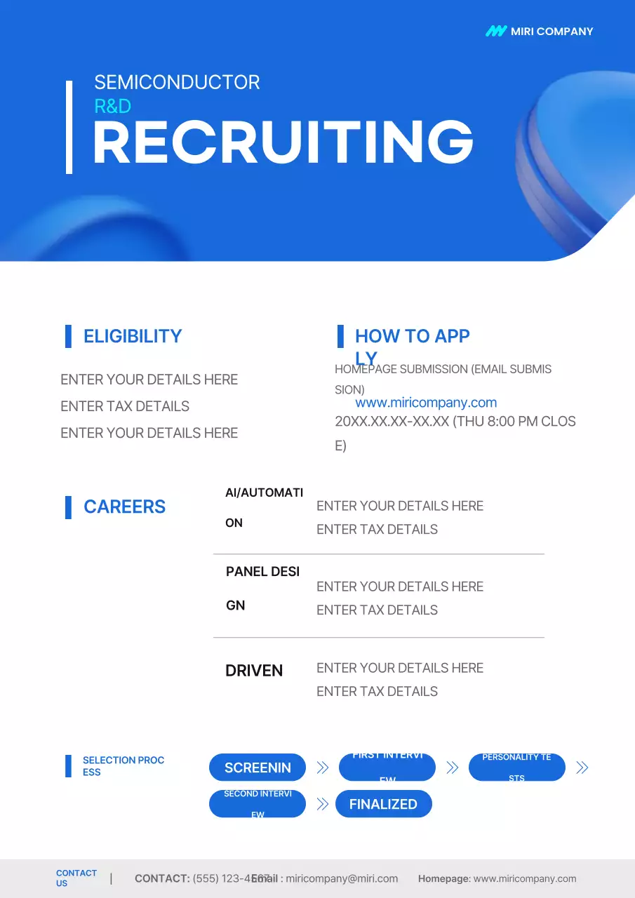 Thông báo tuyển dụng của Công ty Blue's Simple Semiconductor