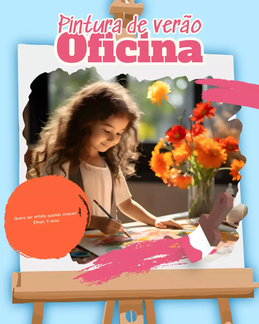 Convite para Oficina de Arte Criativa Rosa