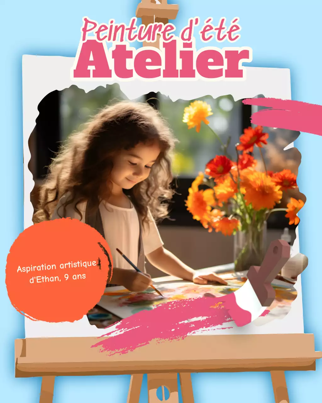 Invitation à l'atelier d'art créatif rose