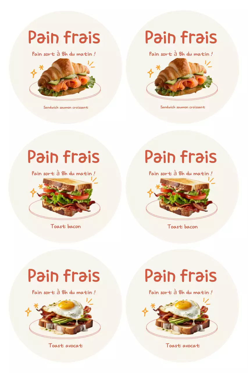 Autocollant beige mignon de boulangerie