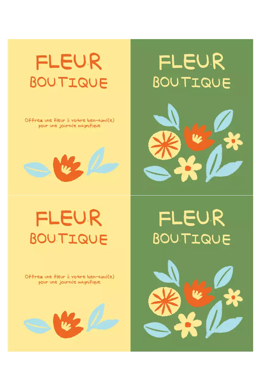 Publicité simple et beige pour un fleuriste