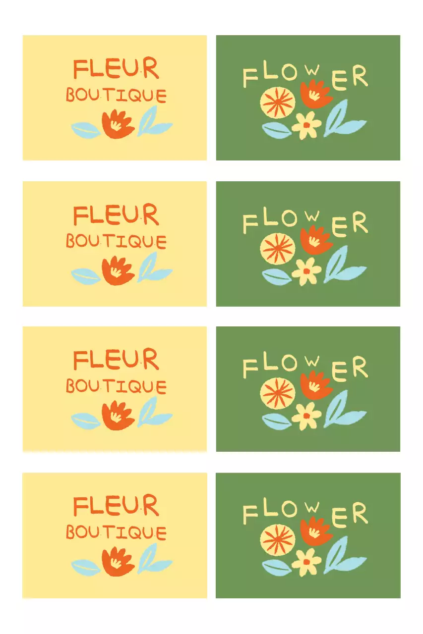 Carte de visite de fleuriste vintage kaki