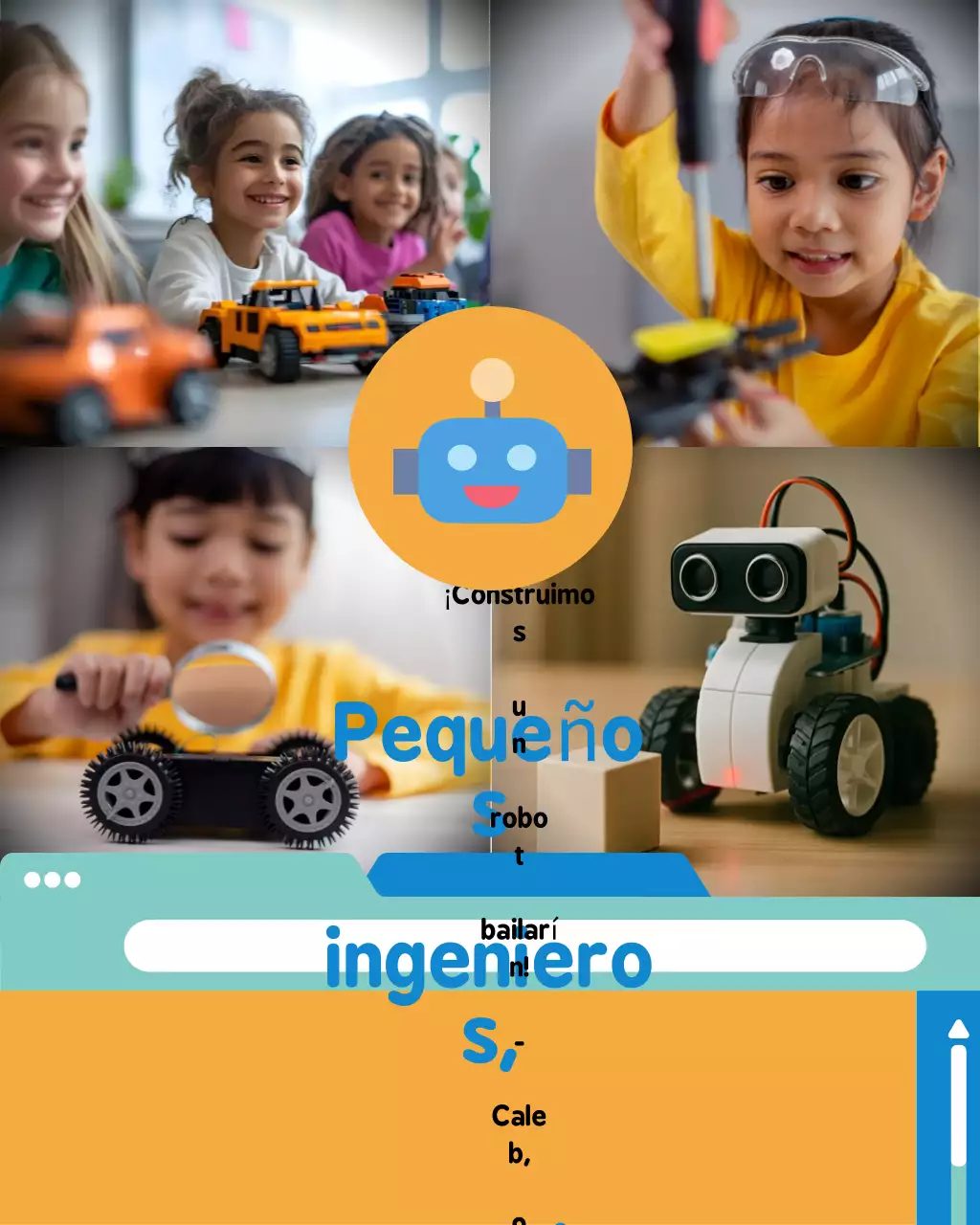 Collage de fotos de eventos tecnológicos modernos en azul