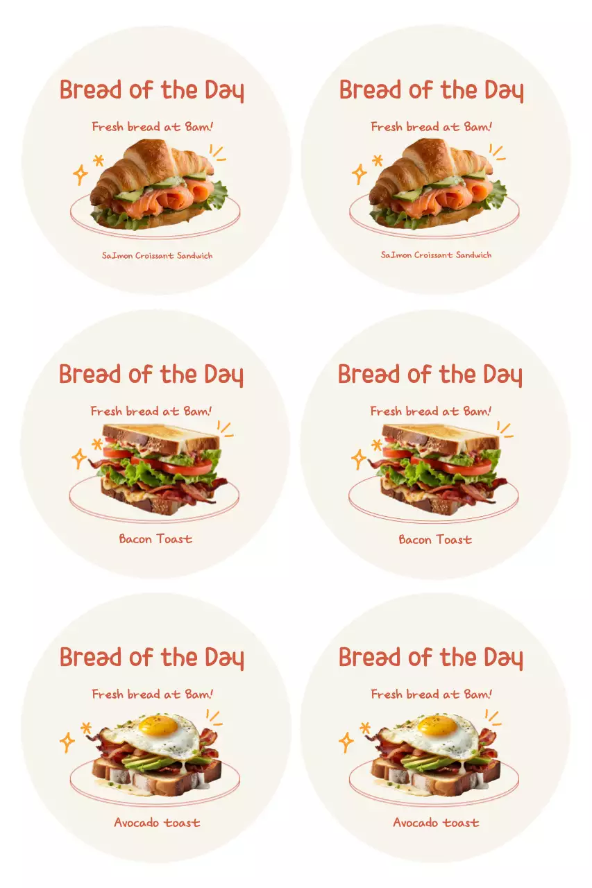 Nhãn dán tiệm bánh dễ thương màu be