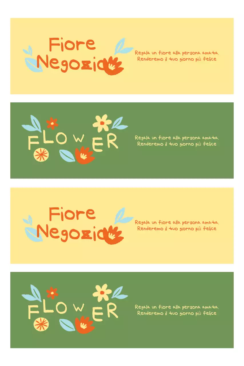 Pubblicità di un negozio di fiori semplice e verde chiaro