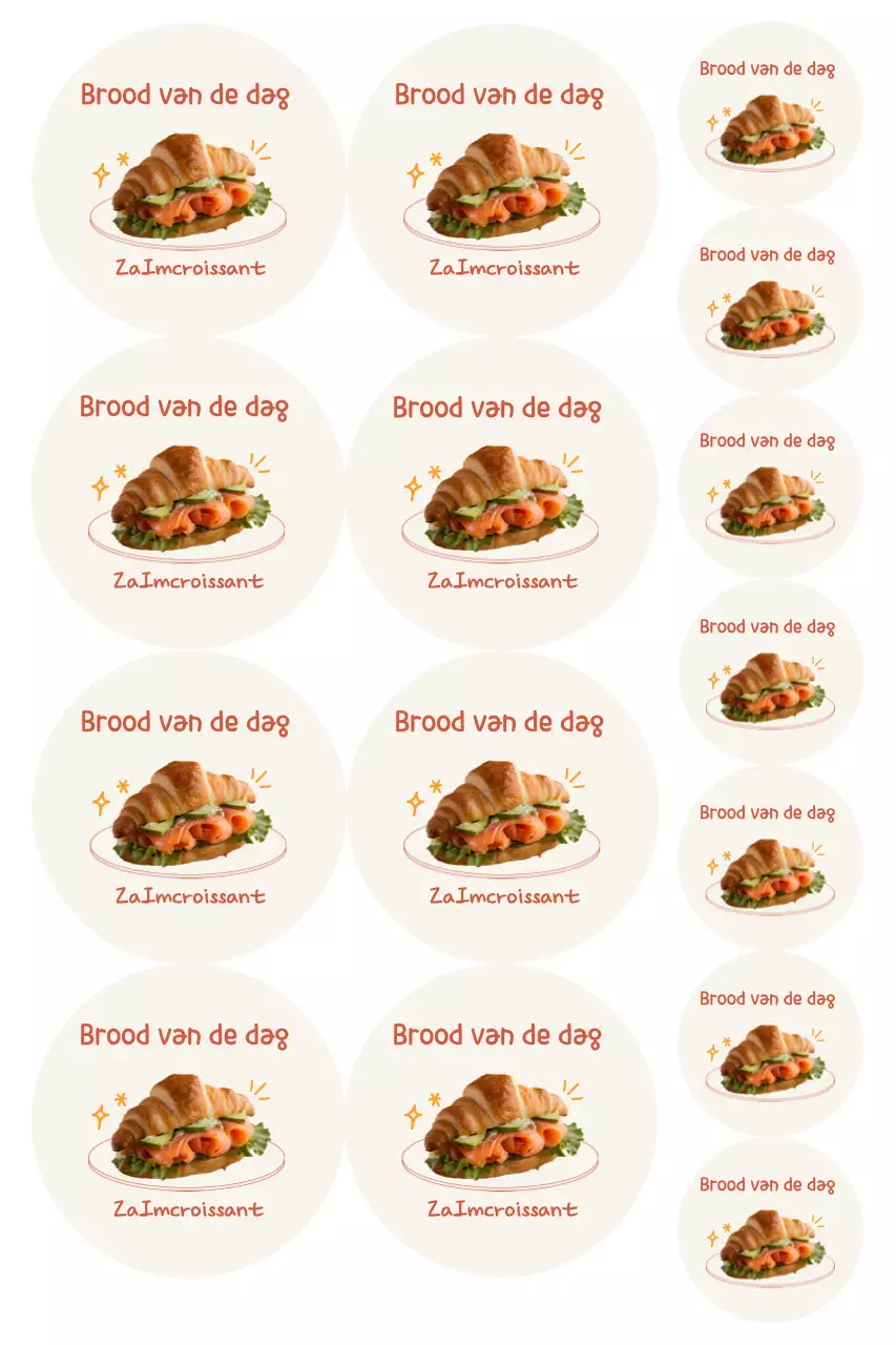 Beige schattige bakkerijsticker