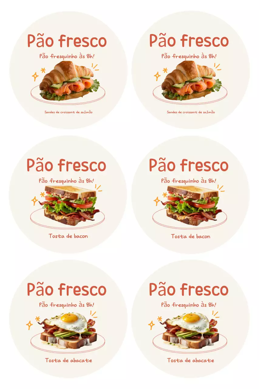 Adesivo de padaria fofo bege