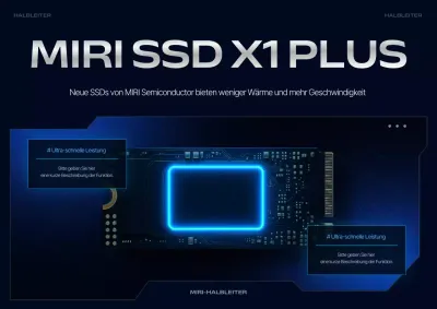 Werbung für neue moderne Halbleiterprodukte in Schwarz und Blau