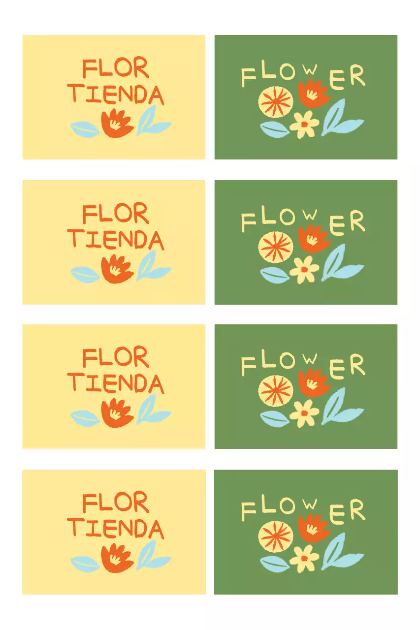 Tarjeta de presentación de floristería vintage color caqui