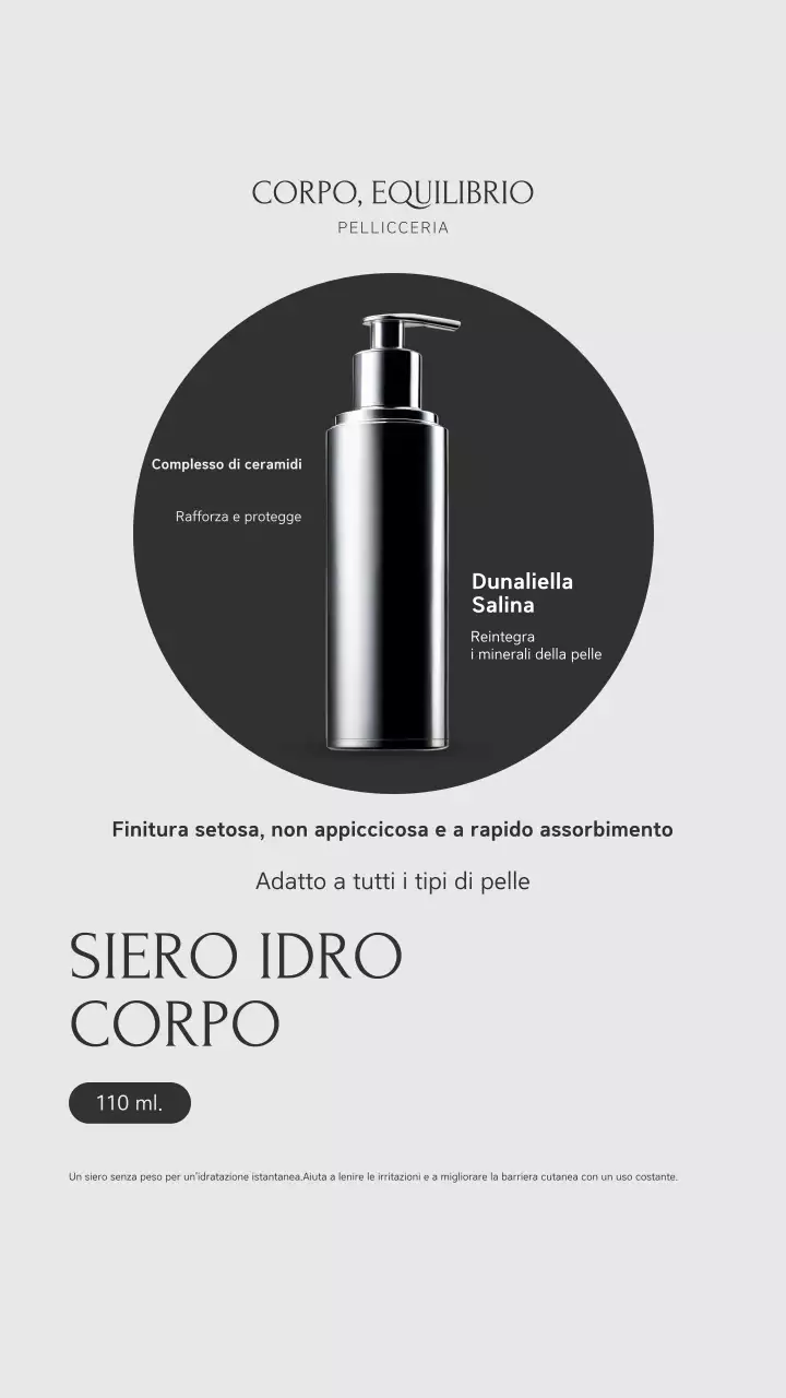 Post sulla storia di Instagram della promozione Grey Minimal Skincare