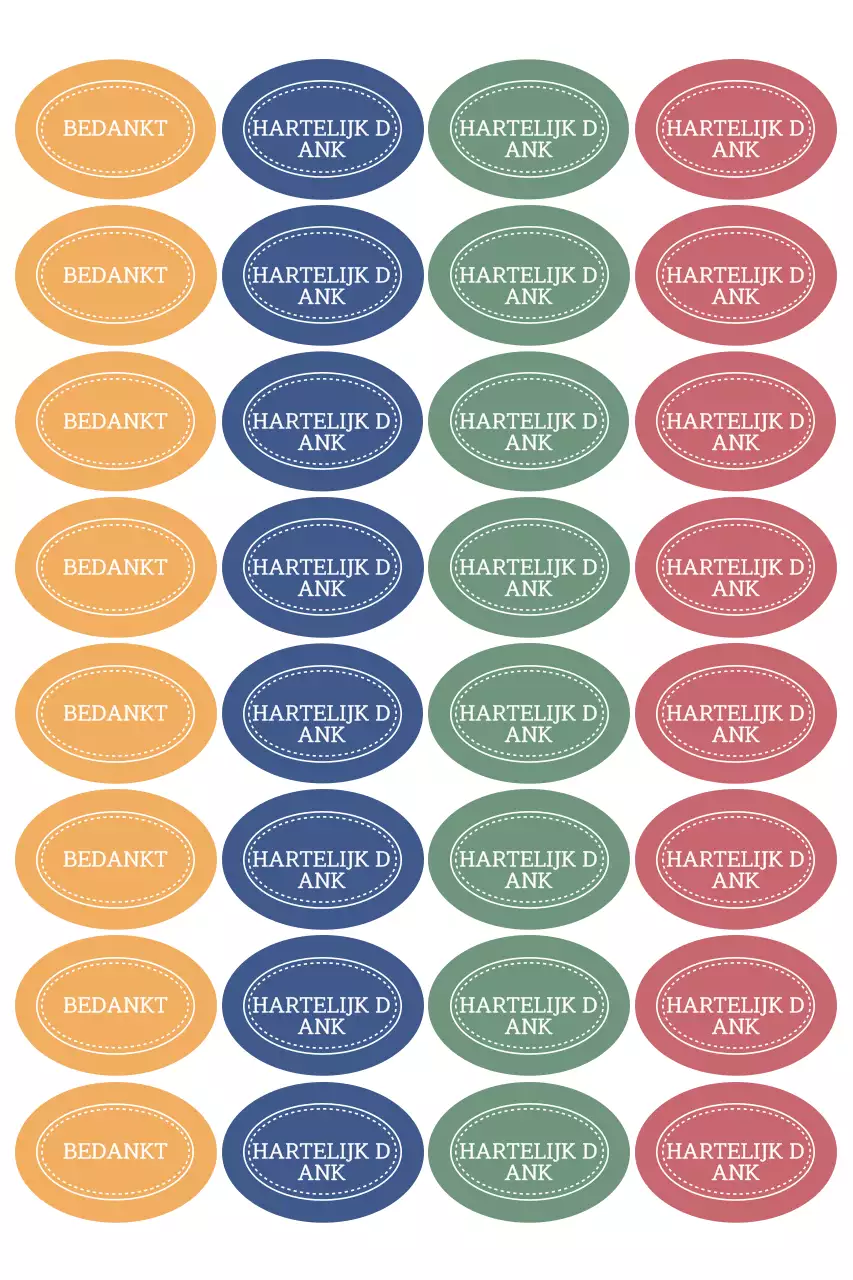 Eenvoudige gekleurde bedankstickers
