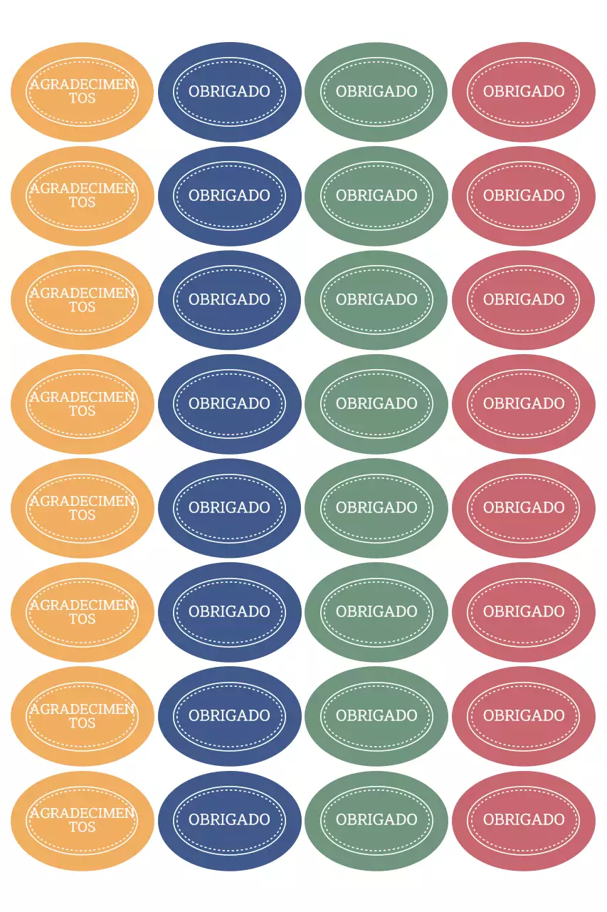 Adesivos de agradecimento coloridos simples